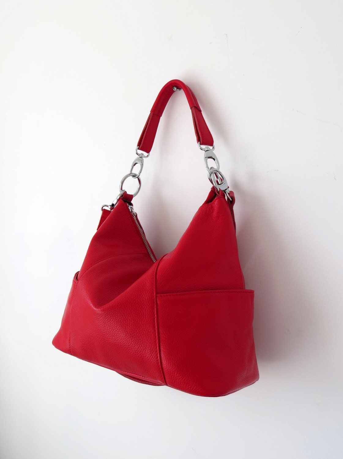 soft red leather purse