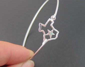 Sterling Silver Texas Bracelet, State of Texas Jewelry, Texas Bangle, Lone Star State Jewelry, State of Texas Bracelet, Texas State Bracelet