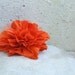 Peony fabric brooch in orange. Flower pin with tulle. Fabric flower