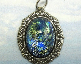 Blue Vintage pendant large Blue Purple Opal Vintage by nicojewel