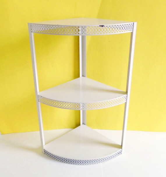 Vintage Cottage Metal Corner Wall Shelf by hootandeye on Etsy