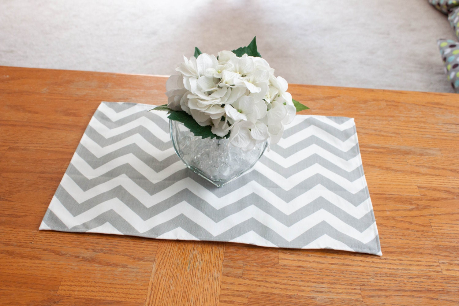 Grey and white chevron placemat choose size Baby shower