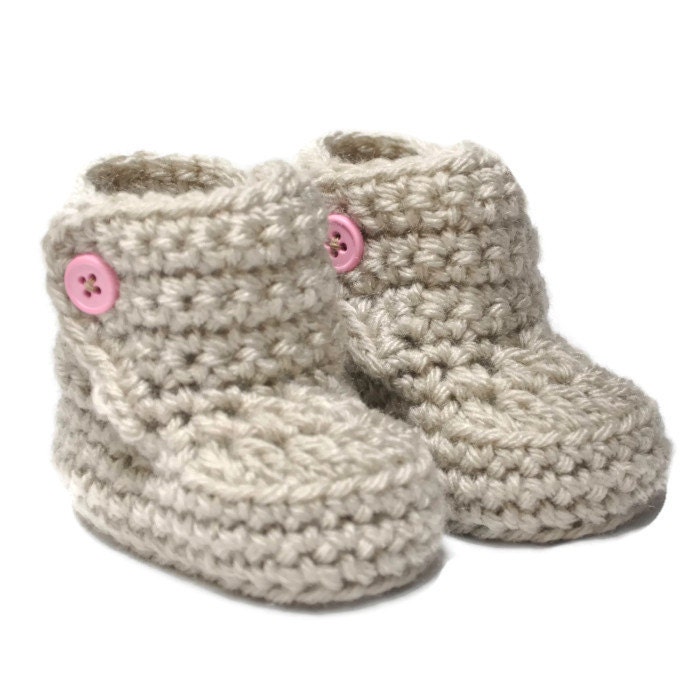 Baby Booties with Button Top size 0 to 6 months