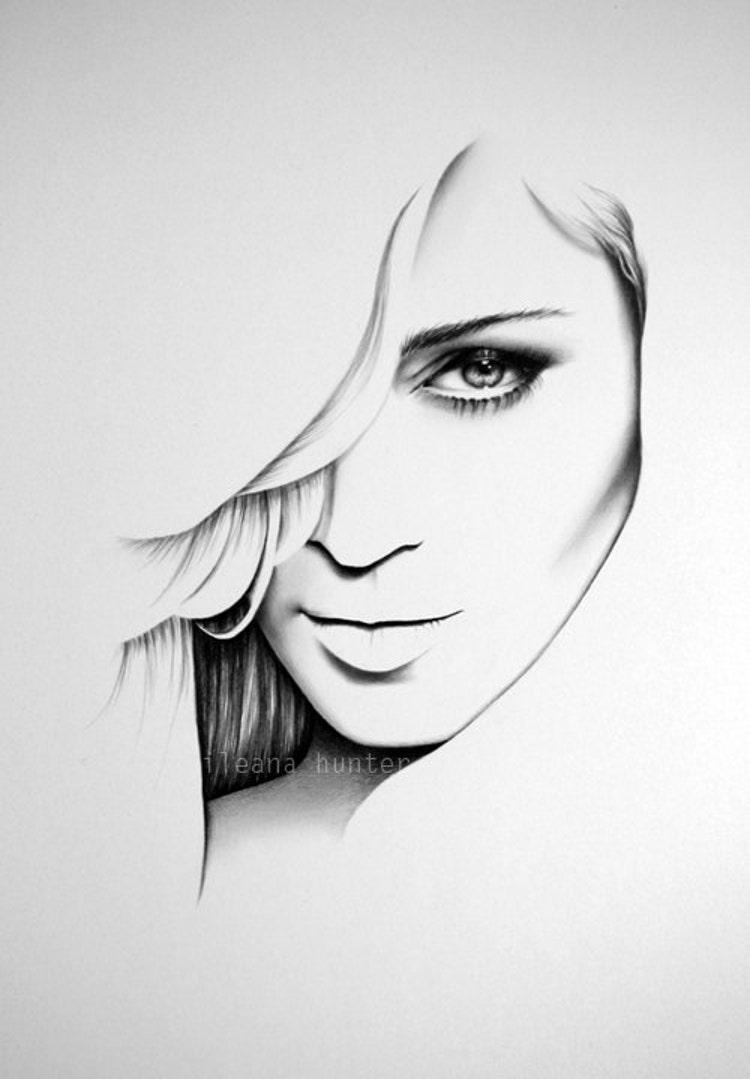 Madonna Fine Art Pencil Drawing Portrait Print by IleanaHunter