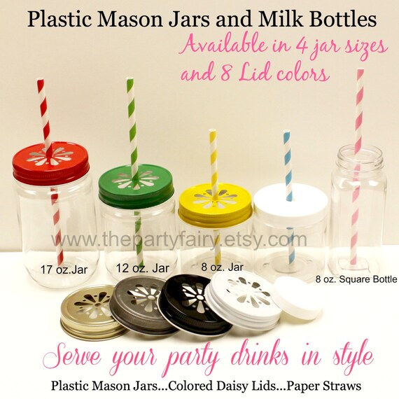 Plastic Mason Jars 75 Jars & Lids Jars BULK by ThePartyFairy