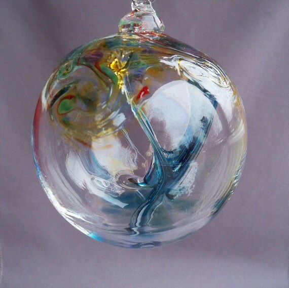 Hand Blown Art Glass Witch Ball/Ornament/Suncatcher