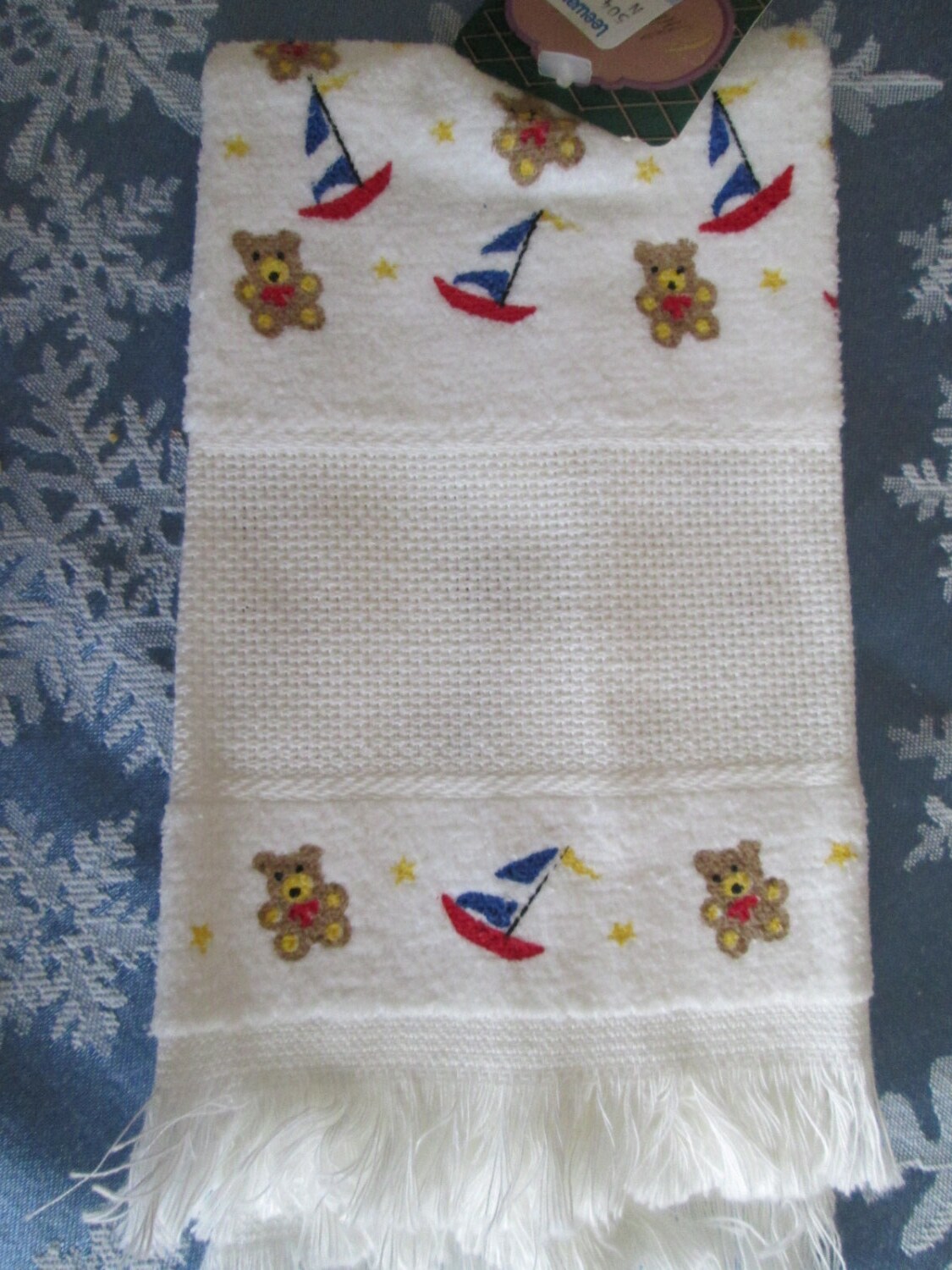 Fingertip Towels to CrossStitch, white aida insert, 3 patterns to