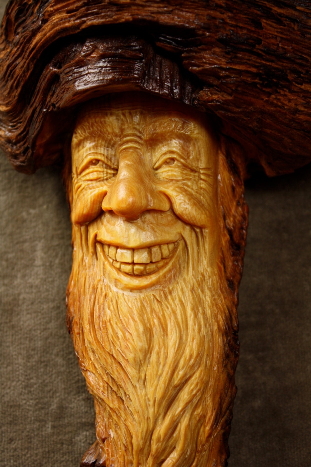 Wood Carving Wood Spirit Ooak Birthday Gift for Husband