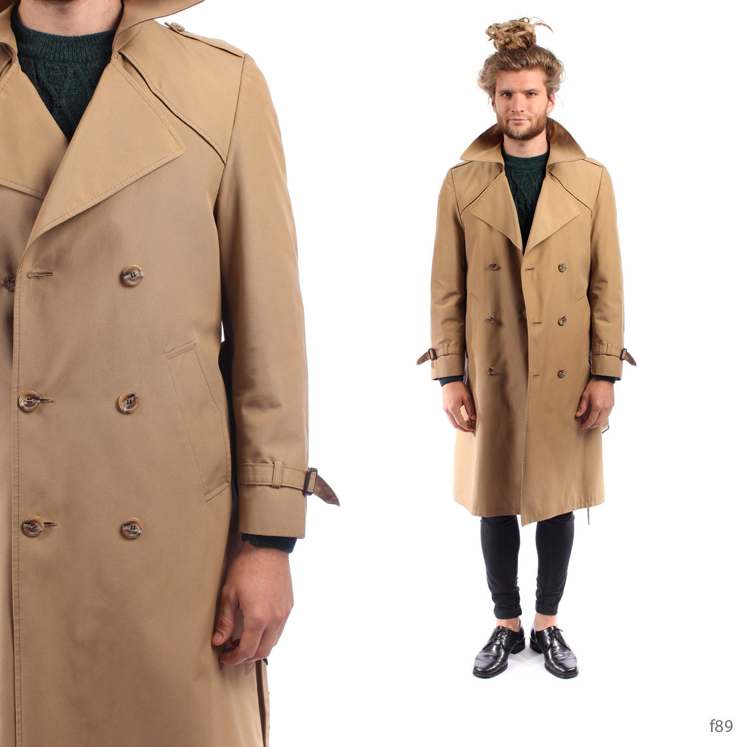 Second Life Marketplace Cattivo Men S Leather Duster Long Asos Natural Shower Resistant Longline Trench Coat With Belt In Stone For Men Lyst