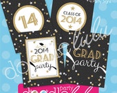INSTANT DOWNLOAD DIY 2014 Gold Silver Confetti Glitter Graduation Printable Party Signs - 4 Versions/Designs from Doodlelulu by 2 june bugs Il_170x135