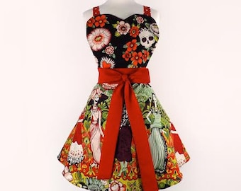 Frida and Catrinas Day of the Dead Apron
