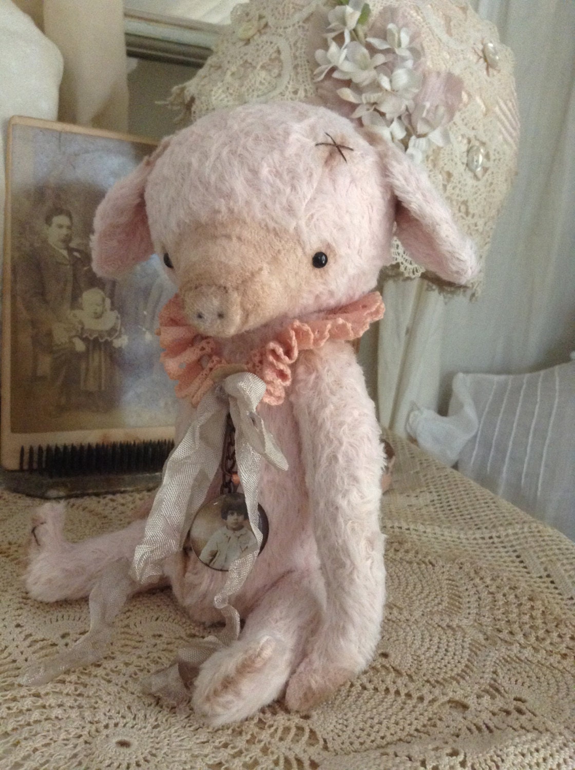 pink mohair bear