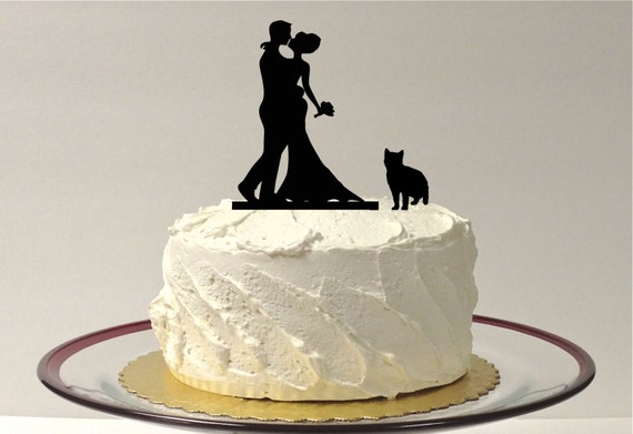 CAT BRIDE GROOM Silhouette Cake  Topper  by CreativeButterflyXOX