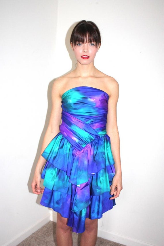 80s tie dye prom dress 