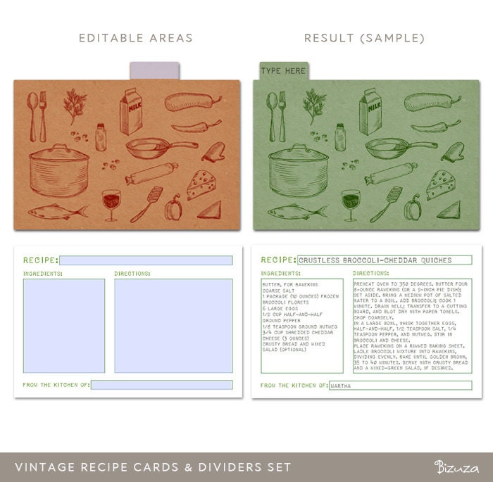Printable Recipe Cards and Dividers 4x6 Editable PDF Printable Recipe Cards and Dividers 4x6 Editable PDF