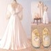 Edwardian Wedding Dress Trousseau, Antique Silk and Lace Wedding Gown, 6 Piece Bridal Set Shoes, Knickers, Petticoats & Bloomers