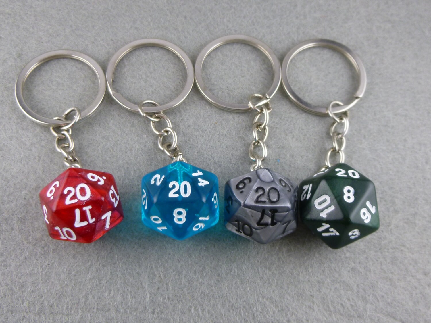 D20 Keychain Geeky Keychain Dice Keychain Nerdy by EcceRose