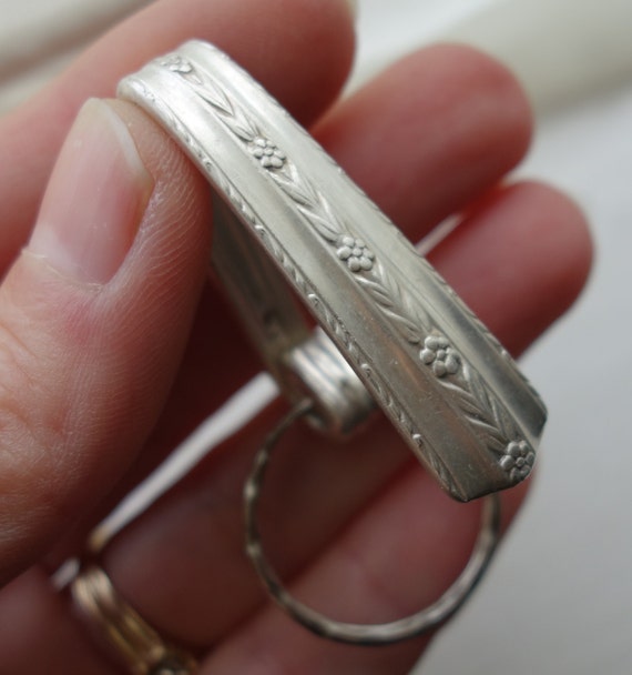 Purse hook key finder keychain Vintage silver plate spoon