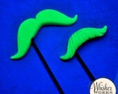 Black Light Halloween Props - Mustaches on Sticks - Set of 2 Il_170x135