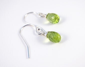 Sterling Silver Peridot Earrings, Sterling Silver Peridot Dangle Earrings, August Birthstone Earrings, Green Earrings, Valentine's Day Gift