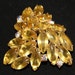 Rhinestone Brooch Amber Large Pin 1950s (sn 107)
