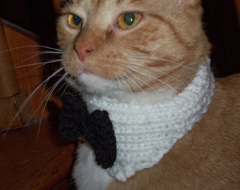 Hand Knitted Large Dog Collar tuxedo holiday by KnitsbyLE on Etsy