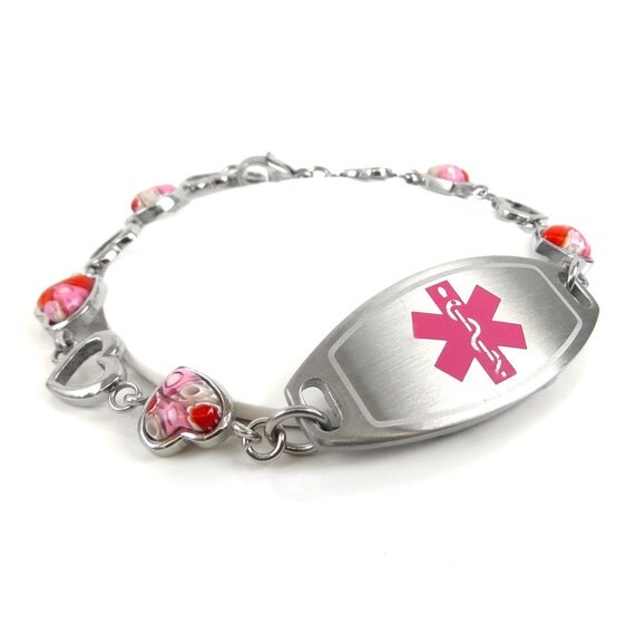 Womens Medical Alert Bracelet Engraved Pink by MyIdentityDoctor