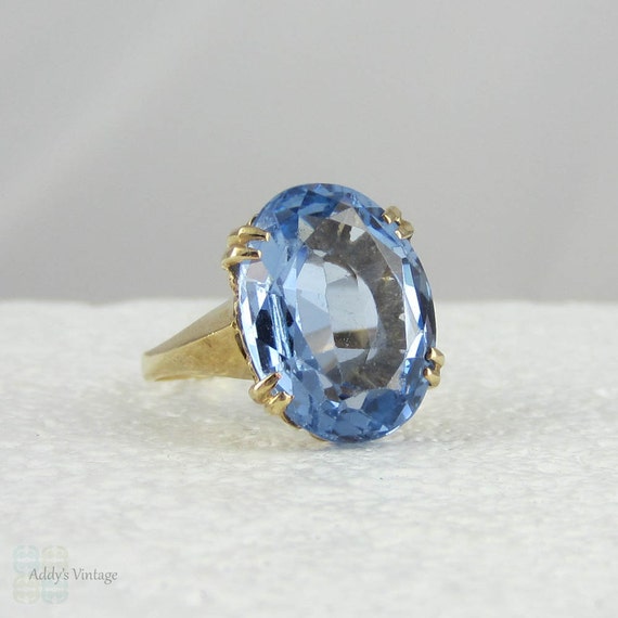 Vintage Blue Topaz Ring. Large Oval Sky Blue Topaz in by Addy