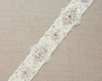 Crystal Bridal belt, Pearl Wedding sash belt, Lace Bridal dress belt, wide wedding sashes belts, Ivory Lace belt, Crystal wedding sash