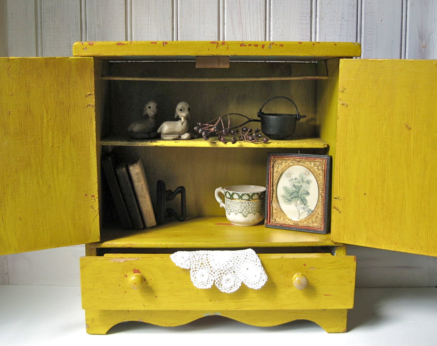 Charming Antique Cupboard / Mustard Gold Haute Juice