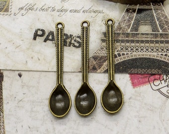 15 pcs Antique brass charming spoon Pendant ,pendant findings 4x49 mm