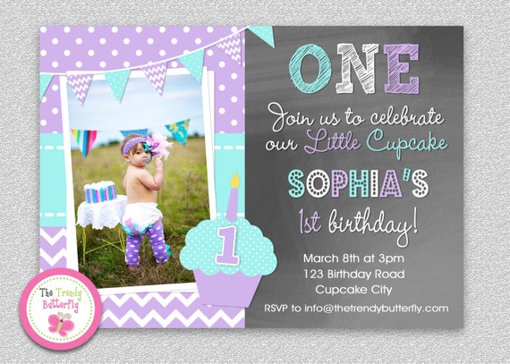 Girls 1st Birthday Polka Dot Cupcake Birthday Invitation , 1st Birthday Cupcake Birthday Invitation Printable Il_570xn