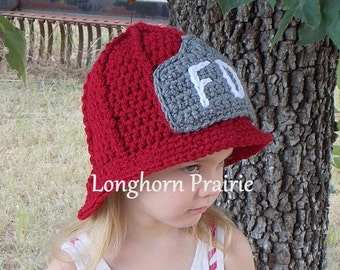 Fireman Helmet crochet hat (baby & toddler sizes)