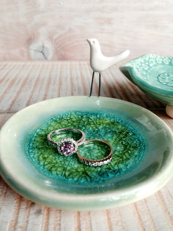 Little Bird Ceramic Dish with Recycle Glass