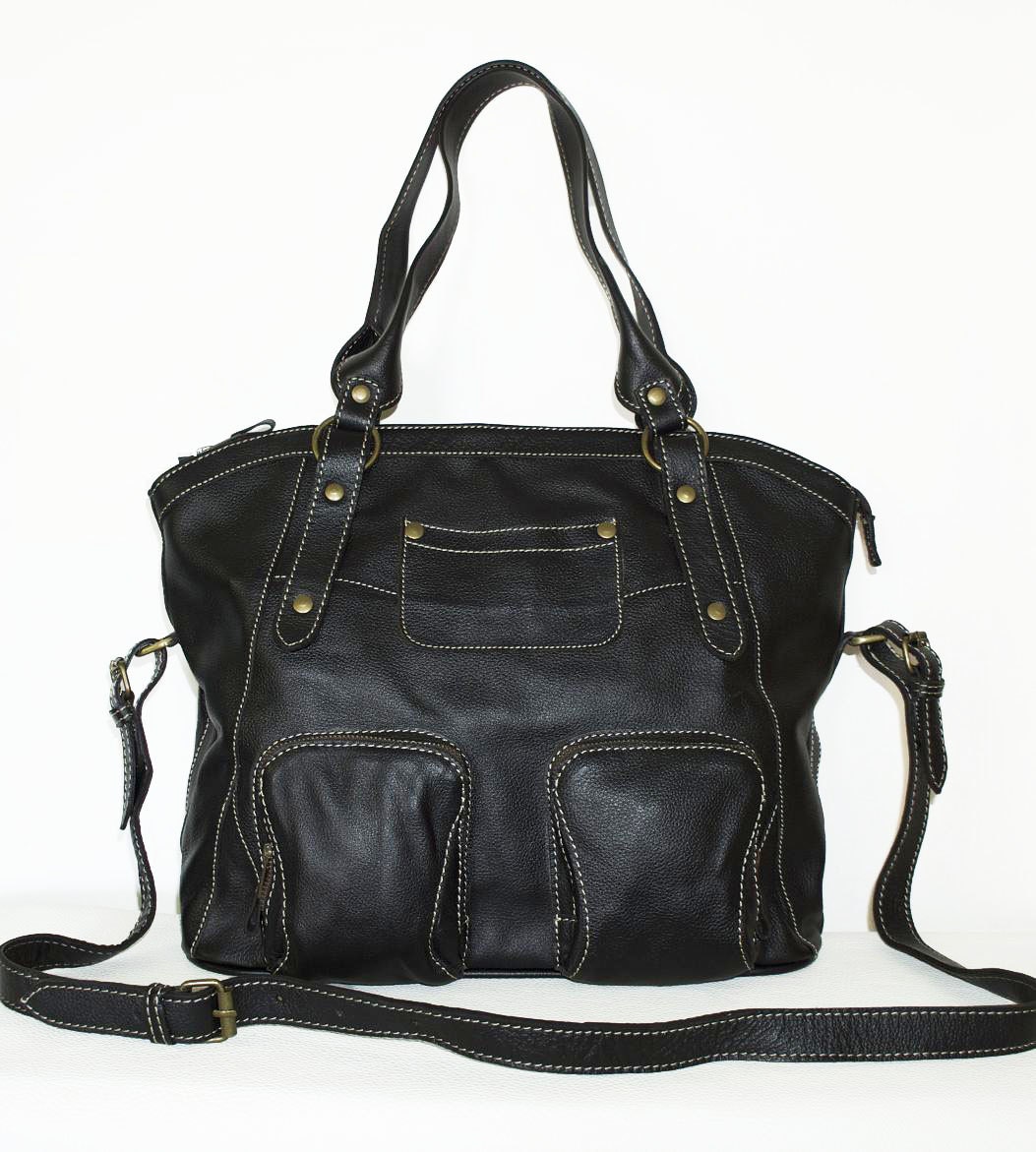 Black Leather Tote / Handbag / Shoulder / Crossbody Bag