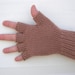 Hand Knit Half Finger Peruvian WOOL GLOVES in Tan CARAMEL