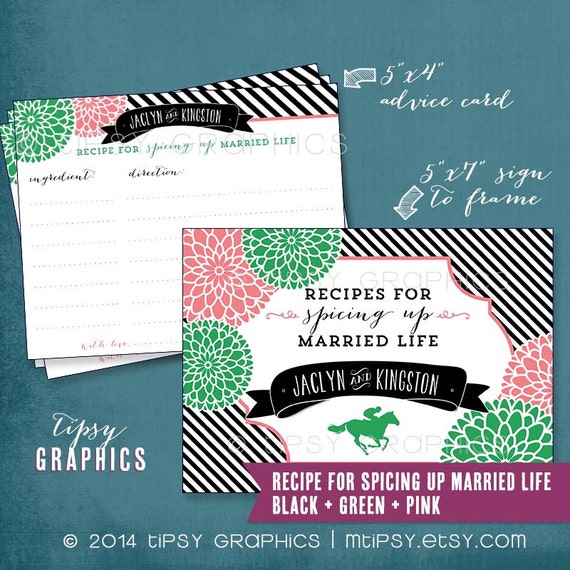 Derby Mums. Recipe for Spicing up Married Life. Recipe Advice Cards. Printable Cards by Tipsy Graphics. Any colors Il_570xn