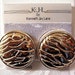Button Lined Clip On Earrings Gold Tone Vintage KJL Round Large Domed