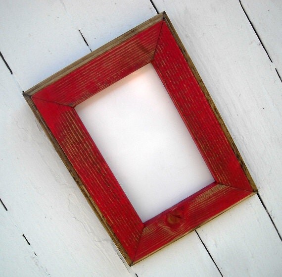 10 x 13 Picture Frame Red Rustic Weathered Style With Routed