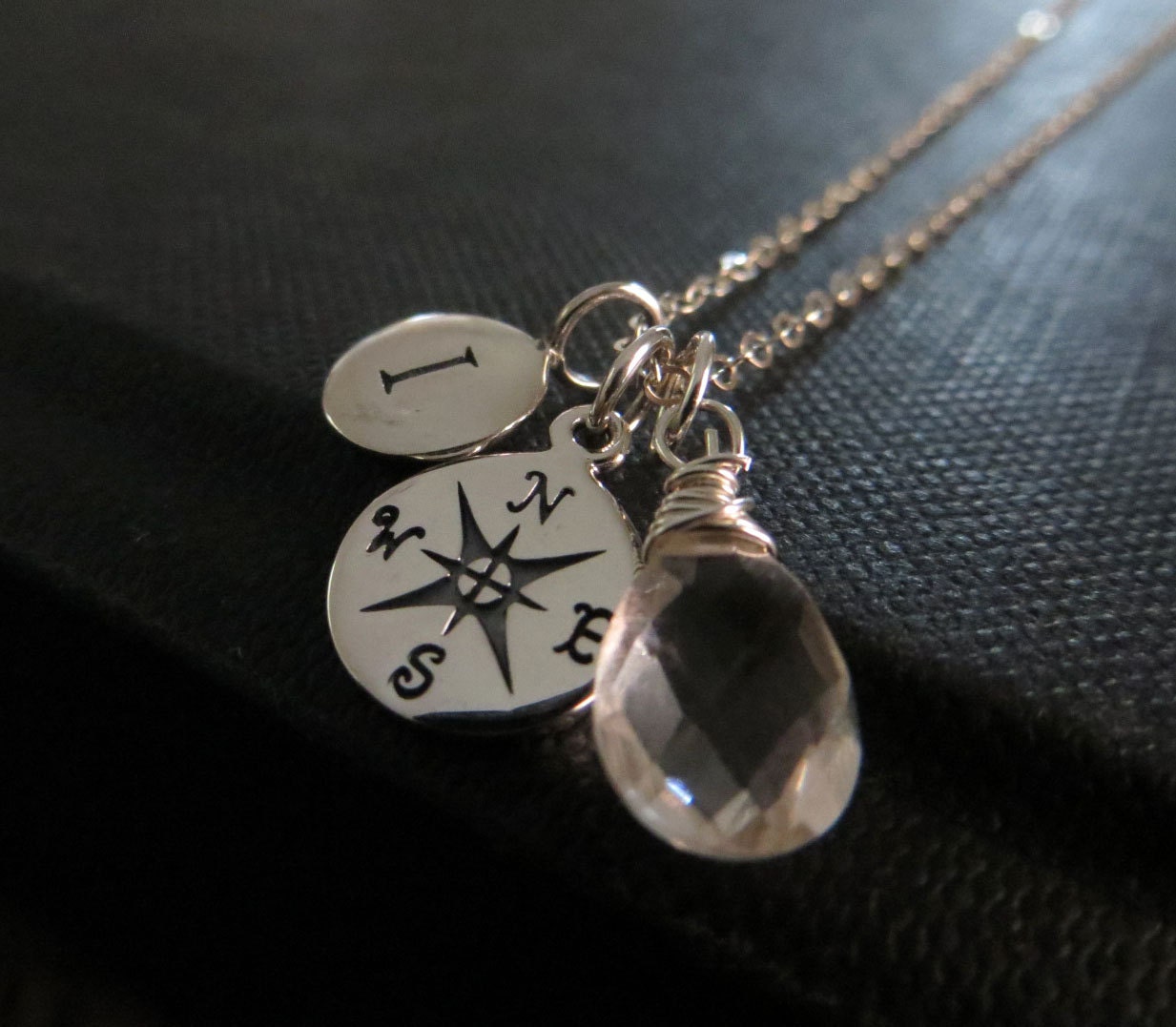 Personalized Compass necklace Initial necklace compass