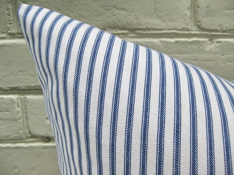 Pillow Cover Indigo Blue Ticking Stripes