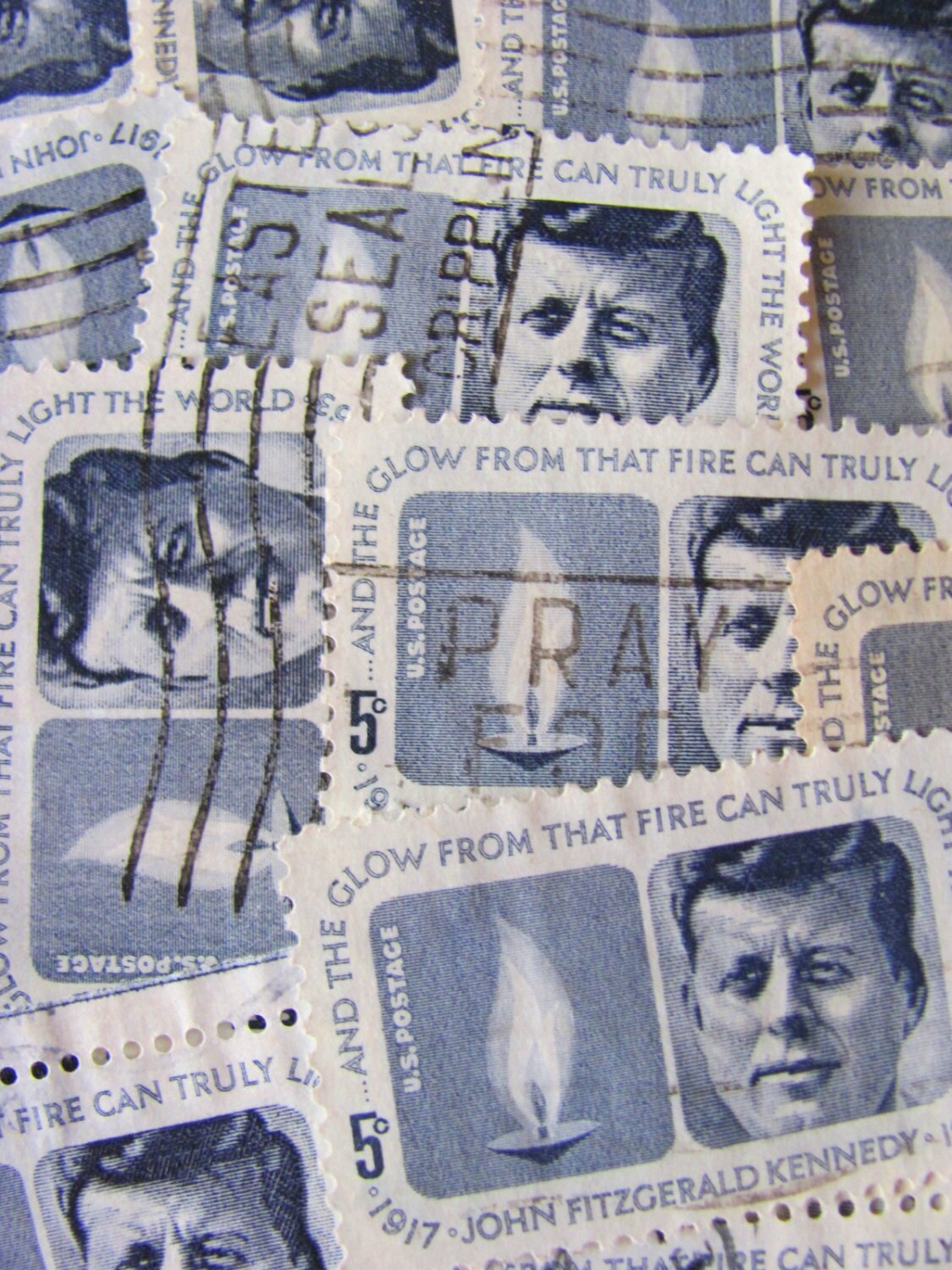 JFK 30 Vintage Kennedy Memorial US Postage Stamps 1960s