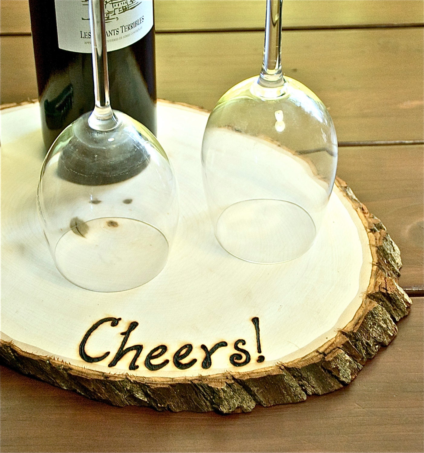 Ready to ship Wooden Tree Slice Centerpiece by ElizaLenoreDesigns