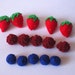 Felt Food Berry set (strawberry raspberry blueberry) eco friendly children's pretend play food for toy kitchen, felt strawberry