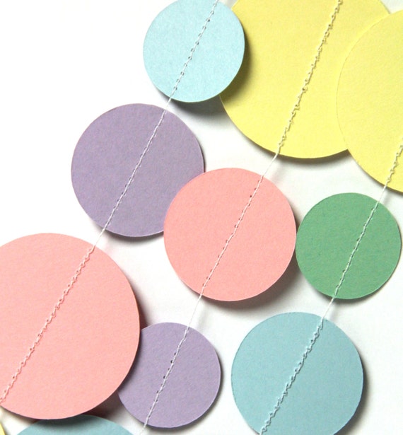 Pastel Rainbow circle garland (18 feet) - READY TO SHIP Il_570xn