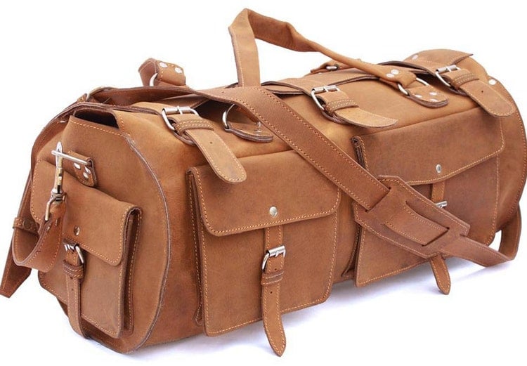 Made in USA Leather Duffel Carry On Bag Cognac by RusticLeatherCo