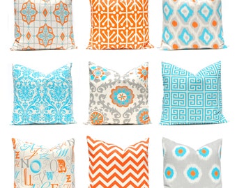 Orange Pillow Covers, Turquoise Pillows, Chevron Pillow, Decorative Throw Pillow Covers, Orange Turquoise, Cushion Covers, Southwest Decor