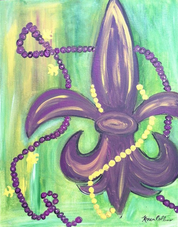 mardi gras fleur de lis painting