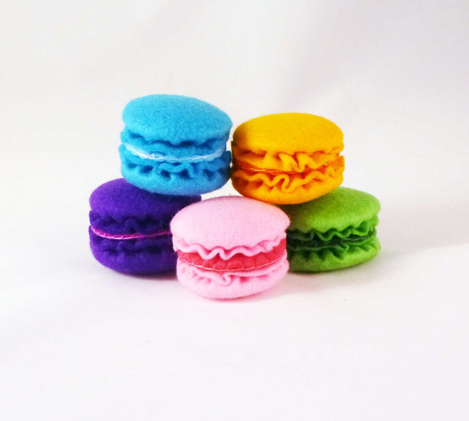 Felt macaron play food pastel colors fake food french