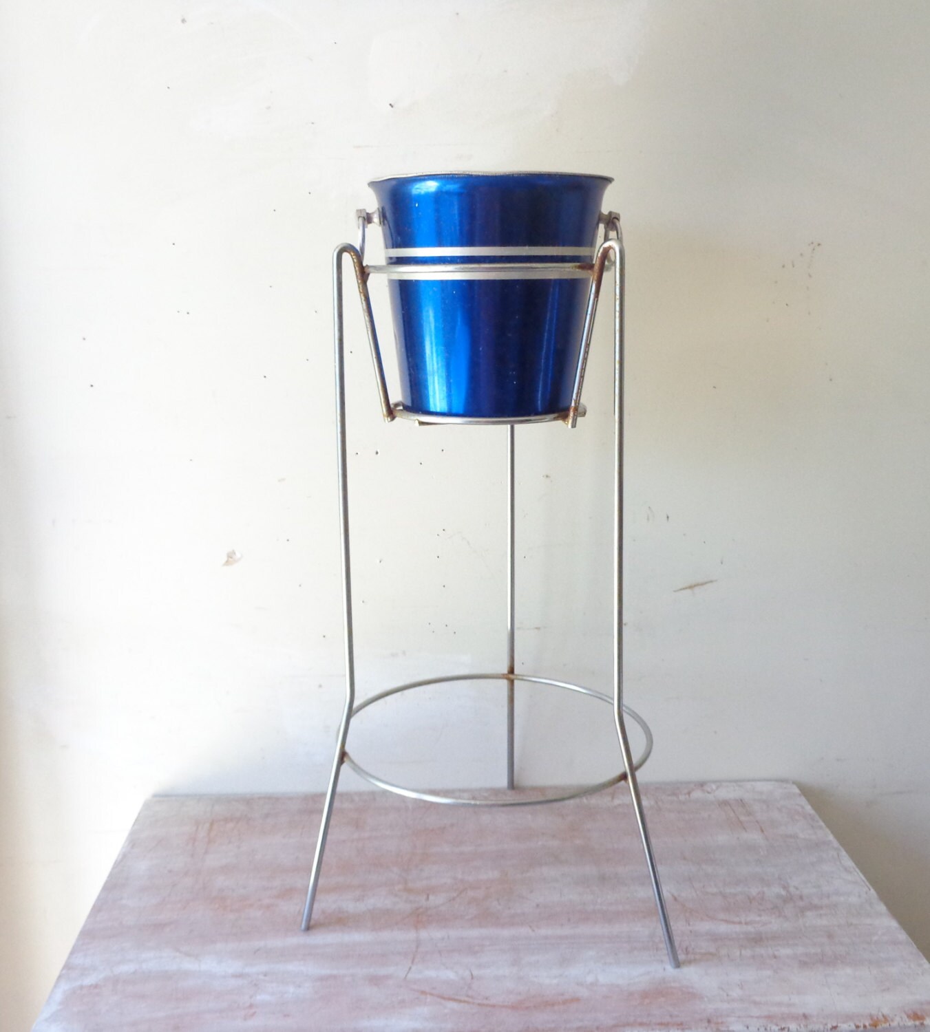 Vintage Anodised Ice Bucket with Stand by thefoxandthespoon